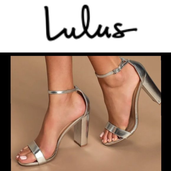 Lulu's Silver Ankle Strap Block Heels - Picture 14 of 16